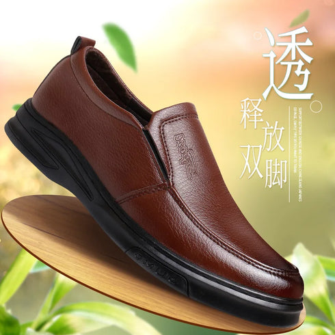Elegant Men's Dress Shoes - Premium Business Leather Lace-up Brogue Footwear for Formal Events and Weddings